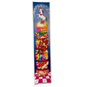 Lisa Frank Vintage Unicorn Sticker On Top of a Hamburger with a Bear
